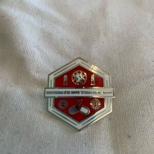 Brave New World Red and Gold Enamel Pin
